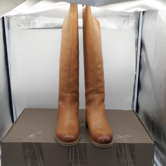 NEW Franco Sarto Meyer Wide Calf Tan Knee High Brown Leather Boot Women's 6 Wide - Picture 8 of 13